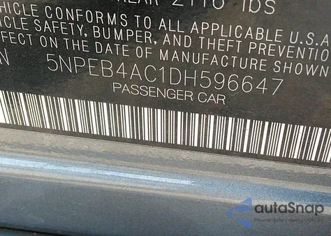 2013 Hyundai Sonata Gls из США, поврежденный, VIN 5NPEB4AC1DH596647